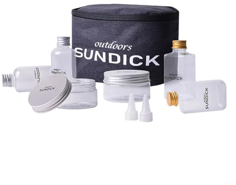 LatoYard Lot de 8 bouteilles à épices de camping avec 6 récipients à condiments et 2 liquides, PET de qualité alimentaire, sac en tissu Oxford