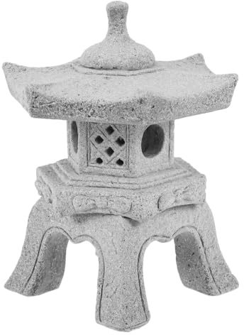 Holibanna Garden Pagoda Statue Mini Stone Lantern for Japanese Zen Garden Bonsai Aquarium and Outdoor Landscape