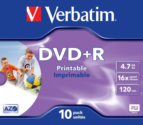 Verbatim - Juego de 10 DVD + R imprimibles con Impresora de inyección de Tinta, Marca ID