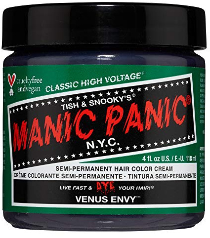 Manic Panic Venus Envy Classic Creme, Vegan, Cruelty Free, Green Semi Permanent Hair Dye 118 ml | Mörk neutral grön hårfärg, vegansk, ammoniak- och grymhetsfri, varar 4–6 veckor, skapa och blanda