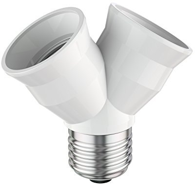 ledscom.de E27 Sockel, 2-fach Splitter-Adapter, weiß