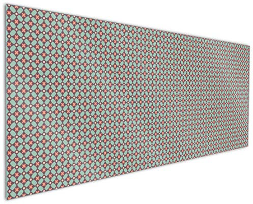 Wallario Küchenrückwand aus Glas 125 x 50 cm, Motiv: Muster mit Kreuzen, Kreisen und Vierecken, in rot, braun und grün | Spritzschutz abwischbar & pflegeleicht