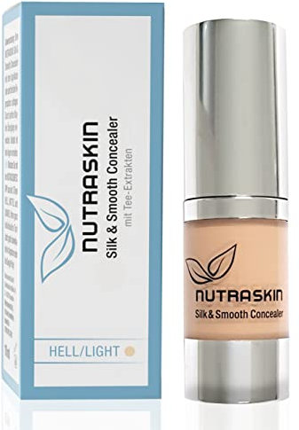 Nutraskin Silk & Smooth Concealer light – Liquid Concealer I Natürlicher Concealer flüssig für einen makellosen Teint I Kaschiert Hautunreinheiten, Augenringe, Fältchen etc. I Made in Germany I 10ml