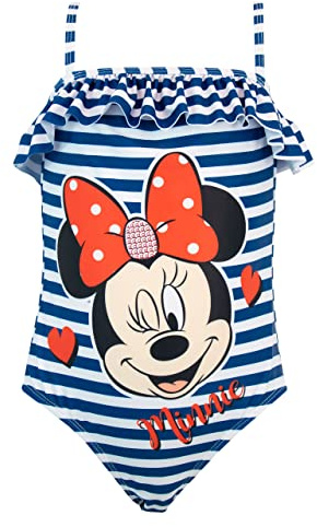 Disney Maillot de Bain Minnie Mouse Fille Maillots avec Paillette Une Pièce Bleu 5-6 Ans
