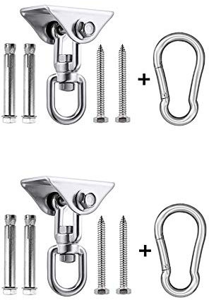 HOMPER 2 Pezzi Gancio soffitto in ganci altalena cuscinetto con Fissaggio a Vite per Sedia Sospesa Altalena Yoga Sacco da Boxe Amaca