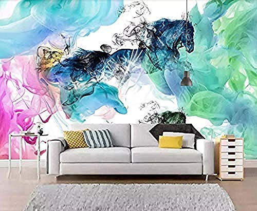 Abstrakte Tuschemalerei von Pferd Wandtapete Moderne Wandtapete Tapete Graue Wandaufkleber Grenze selbstklebende Zi Wanddekoration fototapete 3D Tapete effekt Vlies wandbild Schlafzimmer-300cm×210cm