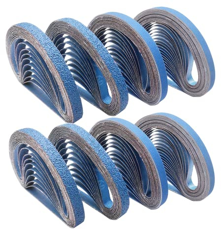FEIHU Beruf Metall Schleifband Set - Zirkoniumkorund Schleifbänder 30 x 533 mm je 5 Stück Körnung（60 80 100 120 240 320) für Druckluft bandschleifer Fingerschleifer 30 Stück