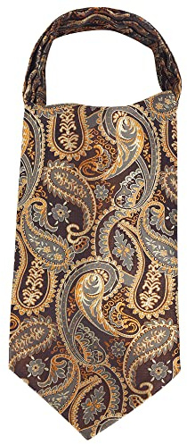 WANYING Uomo Cravatta Ascot Fazzoletto da Collo Cravatta Sciarpa Alta Qualità Retrò e Chic per Signore - Paisley Oro Nero