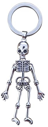 Gothic Totenkopf Skelett Charm Schlüsselanhänger für Männer und Frauen Halloween Schmuck, Silberner Schlüsselanhänger, Normal