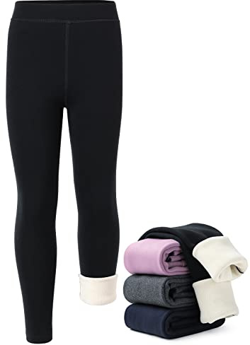 PLIKSUVER Thermoleggins für Mädchen Dicke Gefütterte Thermo Leggings Winter Baumwolle Warm Hosen für Kinder und Kleinkinder