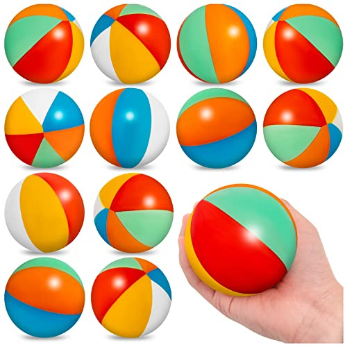 CLESDF Mini Beach Stress Balls, 9Pcs Rainbow Relief Stress Ball, Swimming Pool Game Toy Foam PU Balls for Hawaiian Beach Birthday Party Favor