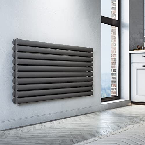 SONNI Design Heizkörper 593x1200mm Anthrazit Doppellagig Horizontal Paneelheizkörper Seitenanschluss Badheizkörper