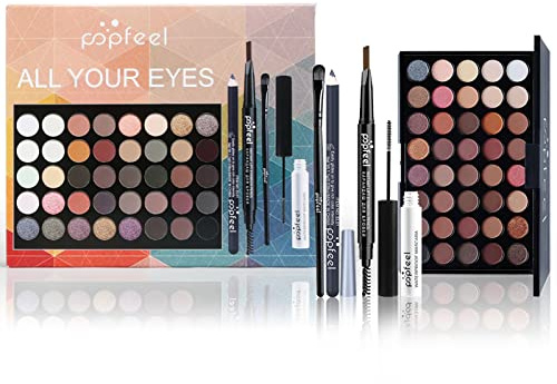 Holzsammlung Palette Di Ombretti,40 Colori Trucchi Palette, Trucco Impermeabile A Lunga Durata, Con Pennelli Per Il Trucco, Mascara E Matita Per Sopracciglia#A