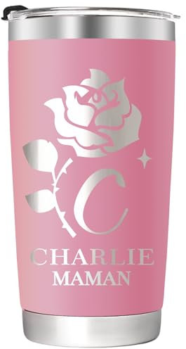 UNIQUILLING Tasse à café de voyage personnalisée avec nom - Tasse de voyage en acier inoxydable - Cadeau de Saint-Valentin pour lui, anniversaire, petite amie, amoureuse, couple (591 ml)