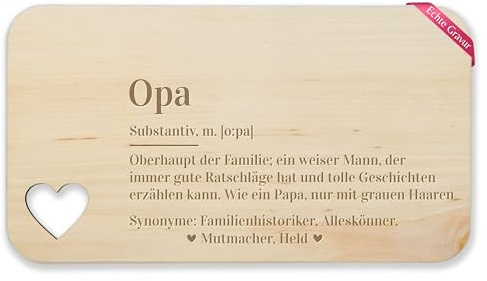 Shirtracer Frühstücksbrettchen Holz Herz - Frühstücksbrett - Opa Definition Opa Geschenk Großvater Opi Geschenkideen Weihnachten - 22,5x12,5 - Holz - geschenke für großväter opas schneidebrett