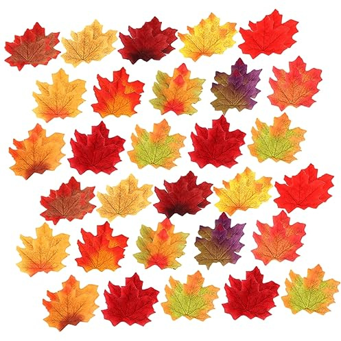 Zerodeko 2sets Maple Leaves Garland Fake Greenery Photo Props for Thanksgiving Day 300pcs*2
