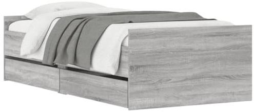 vidaXL Bettgestell mit Schubladen Grau Sonoma 100x200 cm