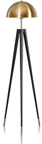 Hertl Lampe sur pied Lampadaire industriel moderne Lampe sur pied noir et doré Lampe de rangement sur trépied Art simple Abat-jour sur pied for salon Décoration minimaliste