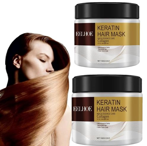 Collagen Hair Treatment, Deep Repair Conditioning Argan Oil Collagen Hair Mask, Collagen Mask Hair, Für Trockenes, Essence for Dry Damaged Hair, Kollagen-Haarbehandlung Haarmaske (2PCS)