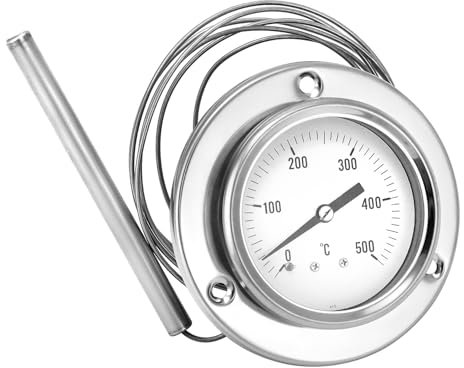 QWORK® Termómetro para horno termómetro para parrilla con sondas flexibles de acero inoxidable de 150 cm, resistente al calor hasta 500 °C para cocina y barbacoa