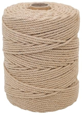 Jute-Schnur, 100 m, natürliches Juteseil für Zuhause, 6 mm Garten-Jute-Schnur, gut geflochtenes Juteseil, Juteschnur für Bastelarbeiten, Floristik, Geschenkverpackungen, Dekoration, Bündelung