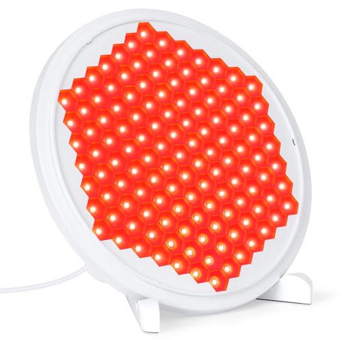 Hoakya Red Light Panel for Face and Body, Portable in-fra-red Light The-Rapy with Stand and Glasses, 660nm R-ed Lamp The-Rapy Device for Full Body Relief, 127 LEDs, Gift for Lover