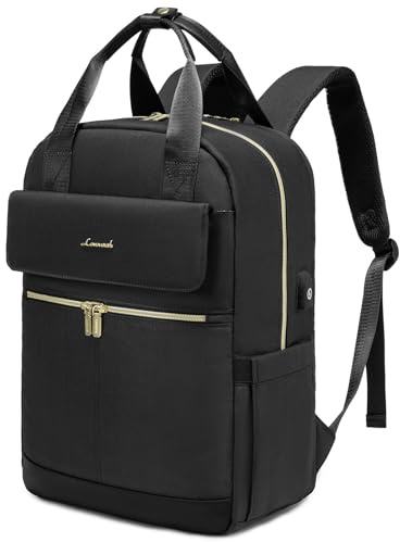LOVEVOOK Laptop Rucksack Damen, 15,6 Zoll Schulrucksack Teenager Mädchen mit Laptopfach, Wasserdicht Schultasche Arbeitstasche Tagesrucksäcke, Backpack Women Elegant für Uni Büro Reise, Schwarz