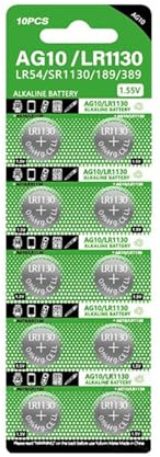 Lot de 10 piles bouton AG10/LR1130 LR54 SR1130 389 189 pour montres et jouets