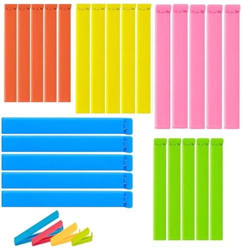 25Pcs Bag Clips for Food Storage in 5 Sizes & 5 Colours, Reusable Freezer Bag Clips, Convenient for Keeping Food Fresh, Sealing Packets, Freezer Bags & Pet Food Storage Bags