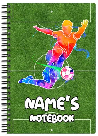 EnvyFone Personalised FOOTBALL Pitch A5 Notebook | for School Collage University Homework | Boys Girls Teens Work | Ball Kit | Gift for Football Fans (Shot for Goal)