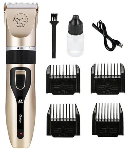 Professional Dog Clipper for Thick Hair - Rechargeable Low Noise Grooming With Detachable Metal Blade, Cordless Pet Trimmer