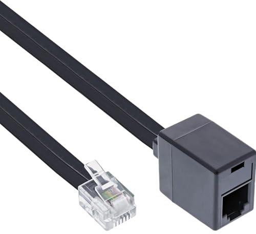 TECHZOCO Cable extensor teléfono RJ11, Alargador cable teléfono Modular 6P4C, cable Western RJ11, prolongador Teléfono Fax Módem Router DSL VDSL ISDN Internet, 6P4C, Negro, 6 Metros