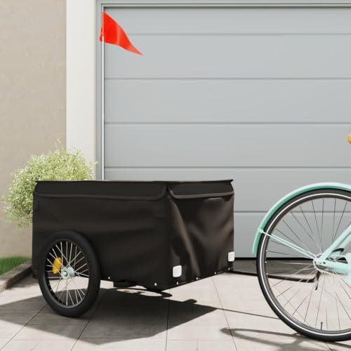 Somanki Lastenanhänger für Fahrrad Schwarz 45 kg Eisen, Fahrradanhänger, Lastenanhänger Fahrrad, Anhänger Fahrrad, Lastenanhänger Für Transport - 94094