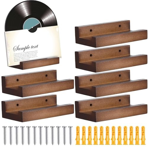 Lot De 6 Étagères Murales En Bois Pour Disques Vinyles, Étagère D'affichage Murale Pour Disques Vinyles, Étagère Murale Pour Tourne-disques, Support Mural Pour Album, Étagère Pour Affichage D'images