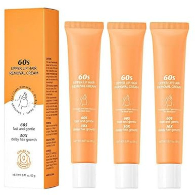 3 Stücks Gesichtshaarentfernungscreme, Sanfte Oberlippen Haarentfernungs Creme, schmerzfreie, wirksame Enthaarungscreme für Gesicht, Beruhigende Enthaarungscreme für Körper, Gesichtshaarentferner