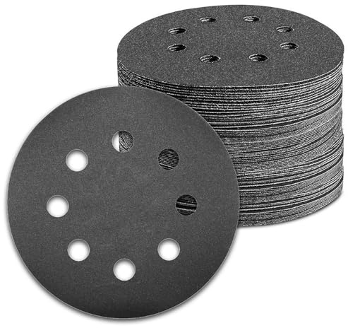 KONGMING 100 Pièces Disque Abrasif 125mm Sec and Eau 8 Trous Grain 600 Carbure de silicium pour Ponceuse Excentrique