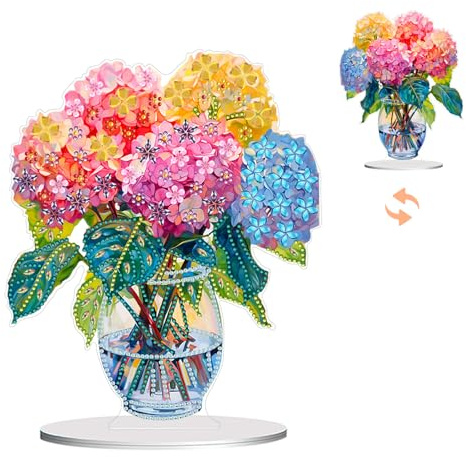 CAYUDEN Diamond Painting Table Ornaments, DIY Double Side Flowers Diamond Painting Adult 5D Diamonds Painting Desktop Standing Art Set Gem Tabletop Ornaments Art and Craft Kit for Gift, Decoration