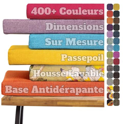 Cojines para Banco a Medida, Cojín Banco Interior y Exterior, Tamaño Personalizado con Funda Desenfundable, Base Antideslizante y Espuma 75D, Cojines Exterior Impermeables para Jardín y Terraza