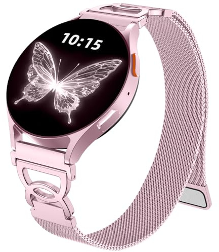 Epova Kompatibel med Galaxy Watch 5 armband 40 mm 44 mm – Galaxy Watch 6 7 4 armband, smal metallmagnet ersättningsarmband för Galaxy Watch 6 Classic, 5 Pro, 4 Classic, FE, roséguld