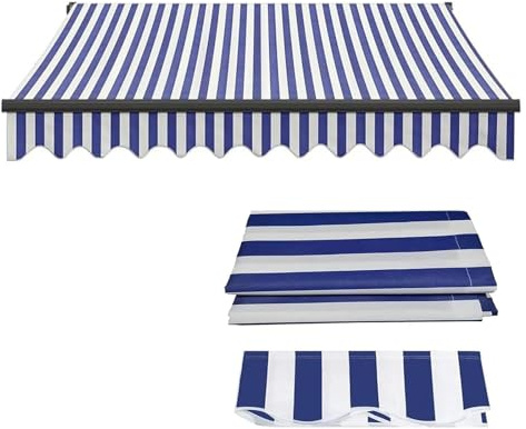 Tenda da sole in poliestere impermeabile, 4 x 2,5 m, copertura manuale per patio e giardino, per bar, negozi, riparo dal sole all'aperto, protezione UV, tela resistente