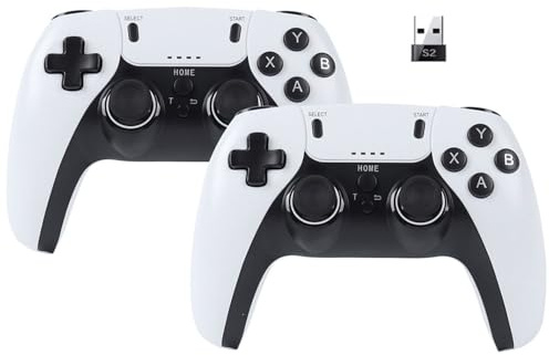 2 Pack Wireless Controller for Windows PC/Raspberry Pi/Stick/TV/Game Box Gamepad Rechargeable Remote Joystick Joypad with Turbo for Desktop Laptop Emulator,Roblox,Steam, RetroPie,RecalBox,RetroArch