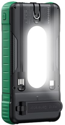 Zyntora Chargeur de téléphone solaire | Résistant aux chocs avec lampe de poche – Banque d'alimentation solaire à manivelle – Pour voyage, pêche, camping, randonnée, voyage, festival de musique