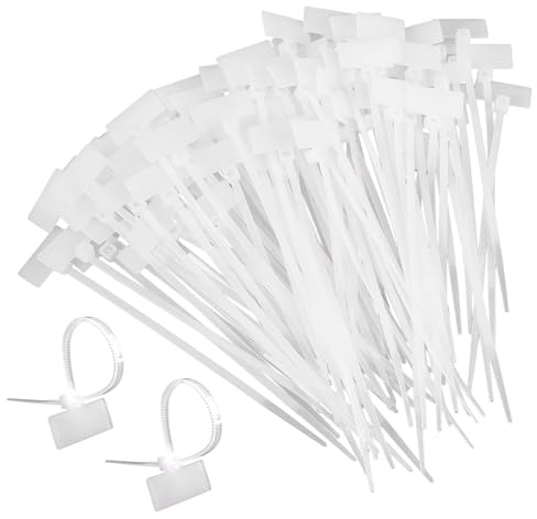 Set di 200 clip per etichettatura dei cavi, colore bianco, per gestione dei cavi, marcatura e organizzazione in ufficio, auto e viaggi, supporti per cavi scrivibili per cavi PC