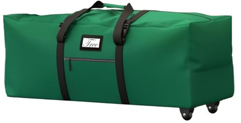 Christmas Tree Storage Bag with Rolling Wheels & Carry Handles, Fits for 9ft/7.5ft Christmas Tree, Anti-Tear Heavy-Duty 600D Oxford Cloth Artificial Trees Storage Bag