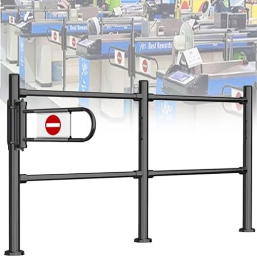 Barrière de sécurité en acier inoxydable pour caisse de supermarché, porte battante à ressort automatique, accès piéton, entrée de bibliothèque, 200 x 100 cm, noir, durable et élégante