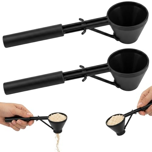 2PCS Protein Scoop, Scoop Funnel with Sliding Mechanism, for Supplement Mixing and Coffee Preparation, Reusable Measuring Tools