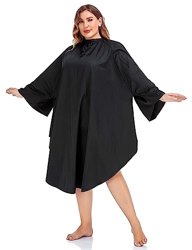 PERFEHAIR Professional Salon Client Hair Cutting Cape Gown, Barber Haircut Cape with Sleeves - Black