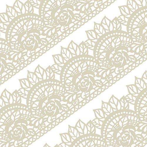 Musykrafties Groß Vorgefertigt Gebrauchsfertig Essbarer Kuchen Spitze Rose Muschel 14-inch 20-piece Set - elfenbein weiss