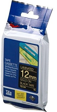 Brother original - Brother P-Touch P 750 Series (TZE-334) - P-Touch Farbband gold auf schwarz - 12mm x 8m