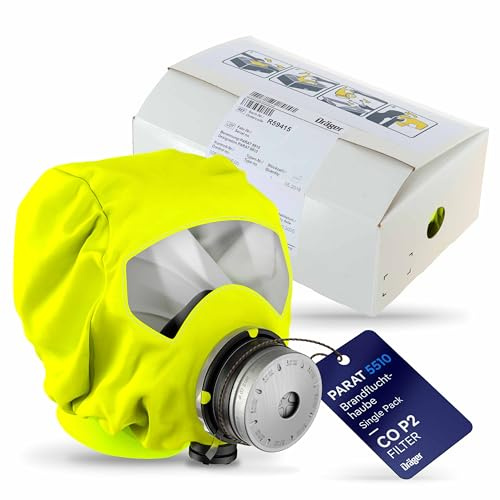 Dräger PARAT 5510 Masque de Protection respiratoire antifumée avec Filtre CO P2 Contre Les gaz, vapeurs et Particules Toxiques Lors d'incendie